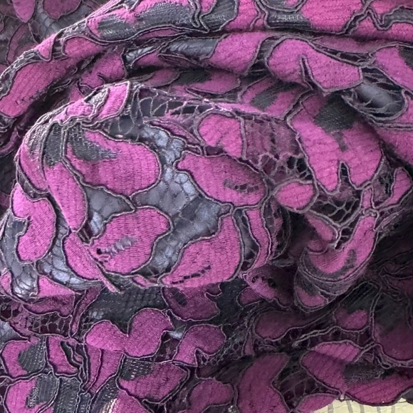 Eliza J Cocktail Dress Purple Lace Long Sleeve Scalloped Hem Party Dress Size 6 - Picture 13 of 15